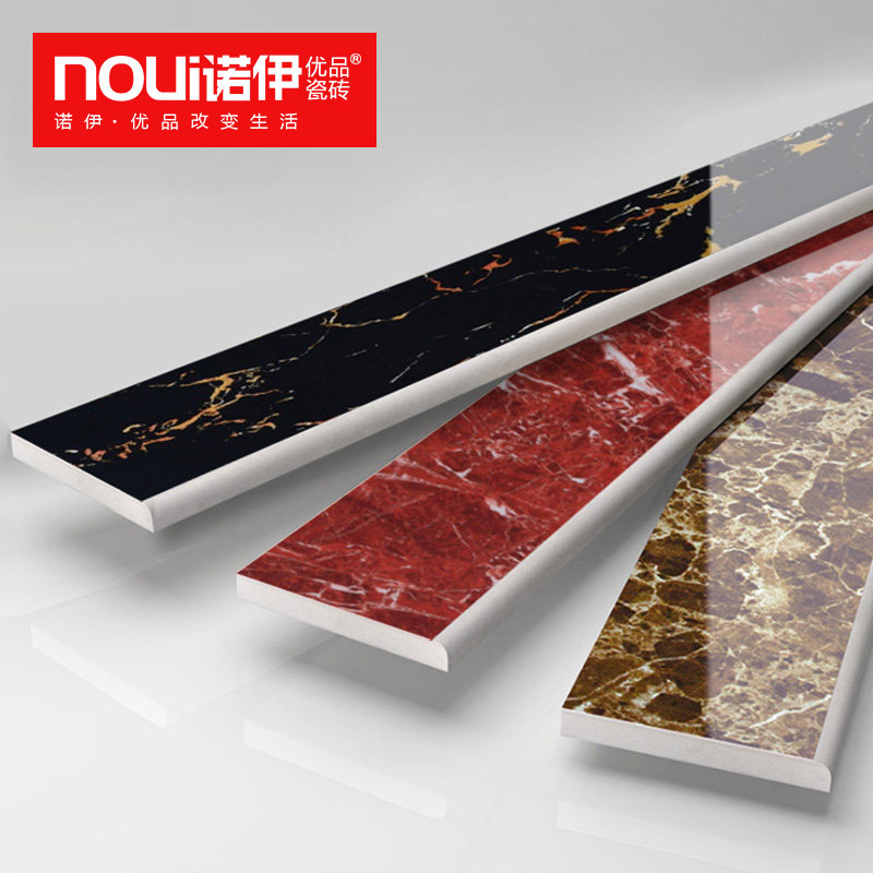 Total Throwing Glazed Tiles Black Gold Flowers Skirting Skirting Board Guide Wave 110x800 Walking Stone