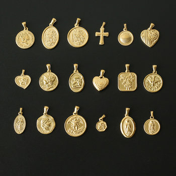 Retro portrait coin pendant titanium steel gold plated for women