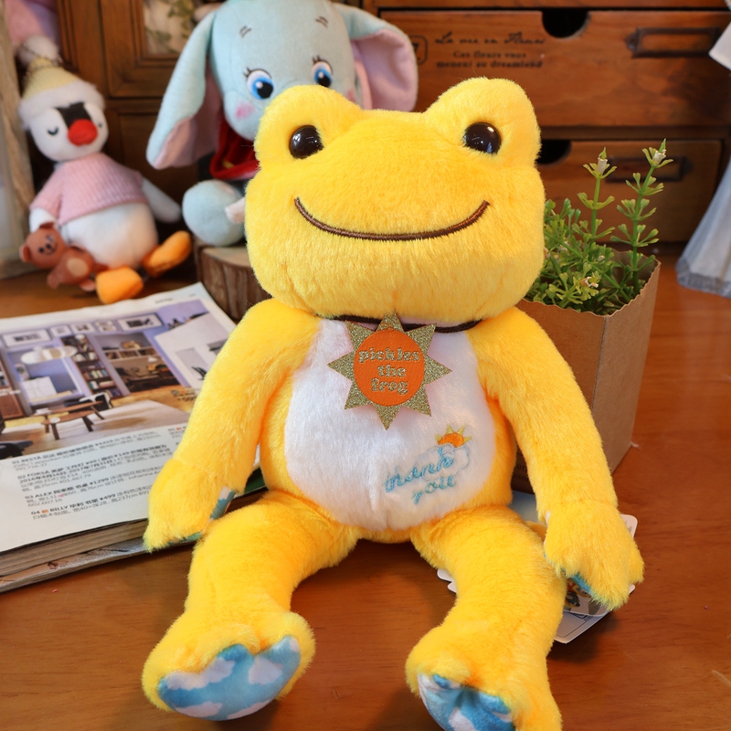 Japanese Original Pickles the Frog Encountering Trouble Smiley Frog Plush Toy Doll