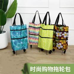 Portable Foldable Supermarket Shopping Trolley Large Handbag Old People's Shopping Trolley Small Trolley Shopping Bag with Wheels