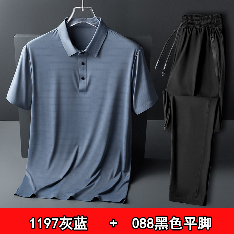 Summer Men T-Shirt Short Sleeve Mid Aged Sportswear Suit Middle-aged Dad Summer Ice Silk Polo Jersey Seniors Dress