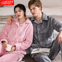 Autumn and winter coral velvet can go out couple pajamas men padded velvet flannel home clothing womens suit winter