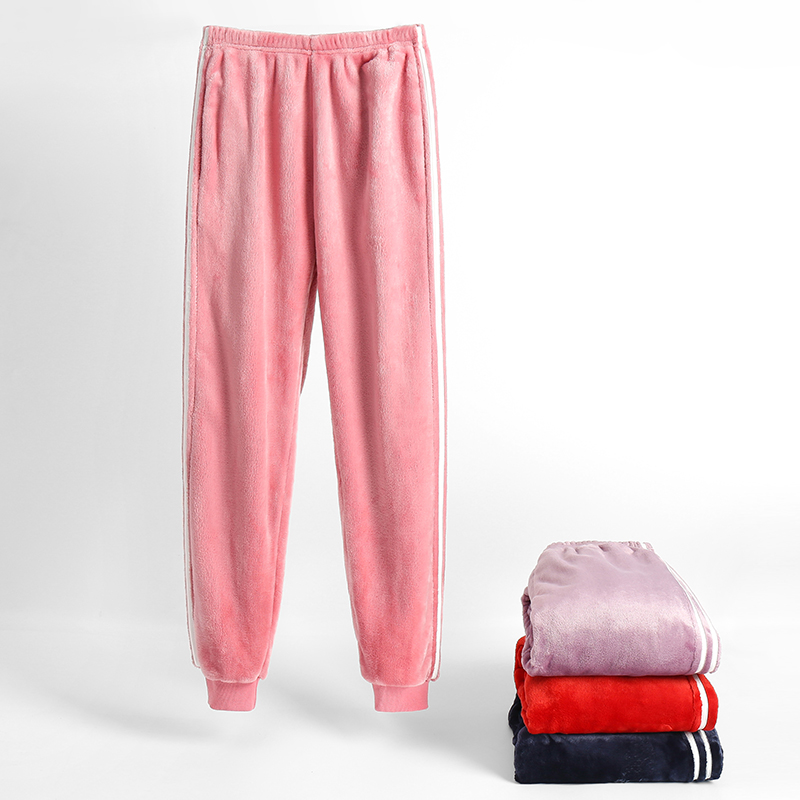 Lady Sleeping Pants Coral Suede Autumn Winter Style Add Suede Thickening Long Pants Spring Fall Flange Suede Home Pants Warm Home Pants
