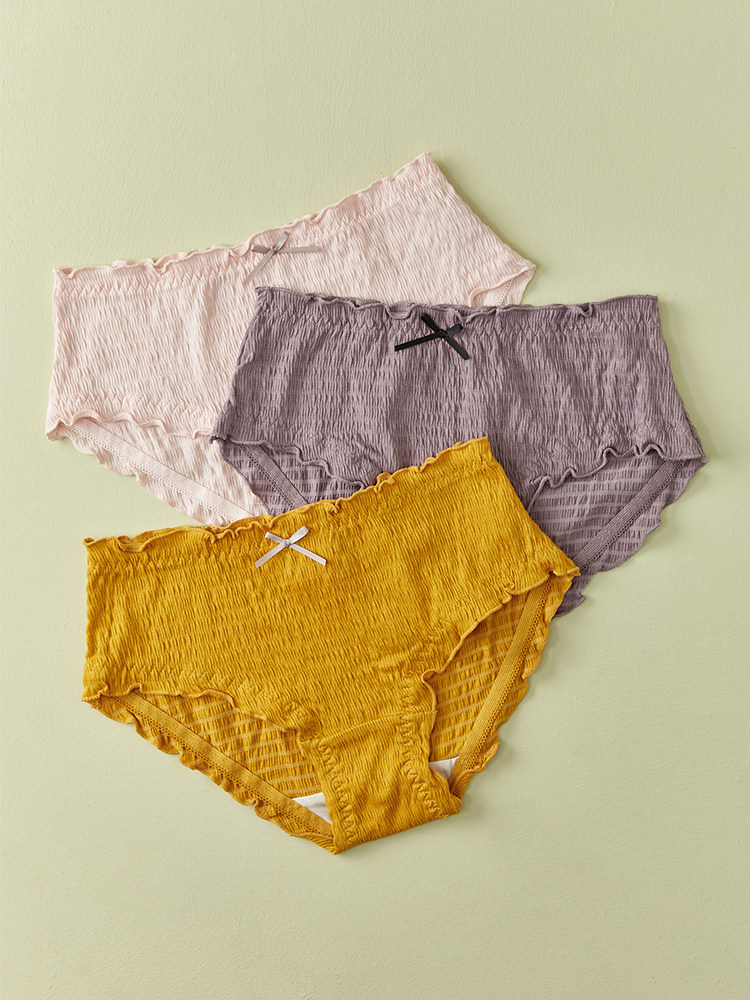 RAYHOUSE panty girl sweet sexy hip Japanese LACE edge student thin mid-waist breathable briefs