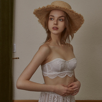 Half Cup gathered with steel ring underwear lace summer thin small breast women detachable strapless chest wrap bra bra