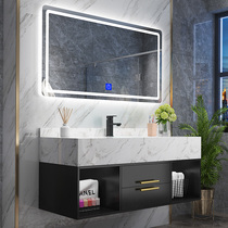 Bathroom cabinet combination mirror cabinet set Small apartment bathroom marble hand washing and face washing Light luxury modern wash basin