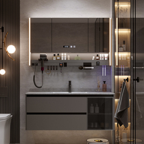 2024 New Slate Hot-Bent Integrated Basin Bathroom Washstand Washbasin Washbasin Cabinet Bathroom Cabinet Combination