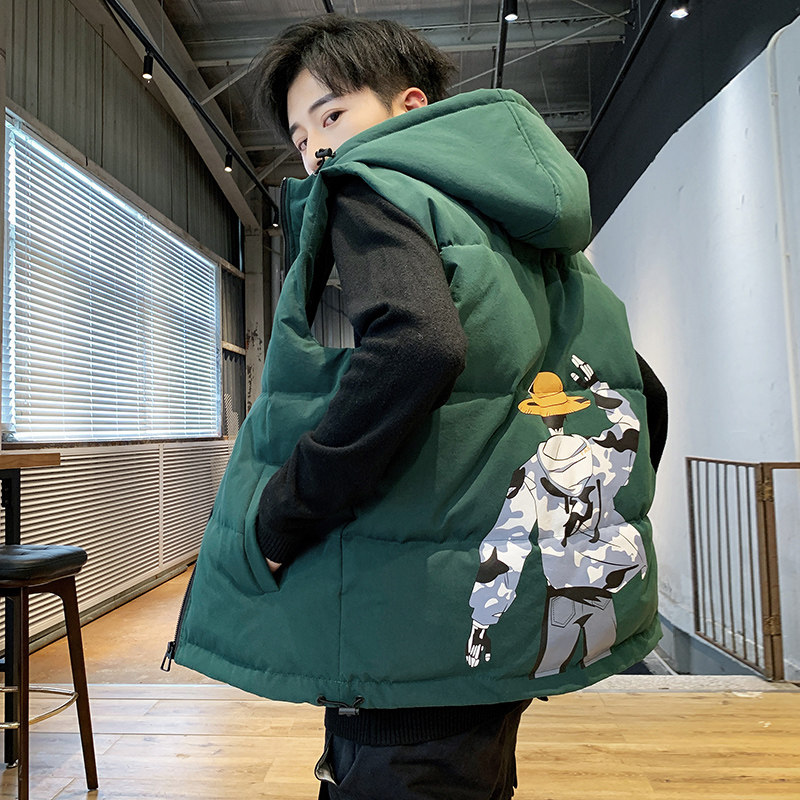 Men's vest Korean fashion down cotton waistcoat boy teenage students loose winter handsome padded horse clip coat