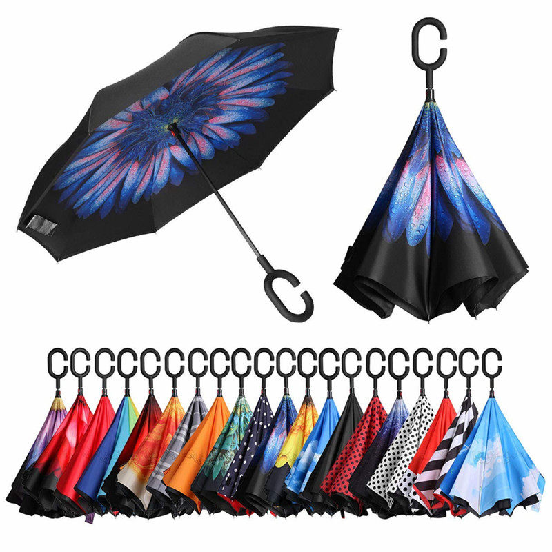 Car Creative Reverse Umbrella Sunny and Double Dual-Hold Car Long Handle Umbrella for men and women Supersize Double