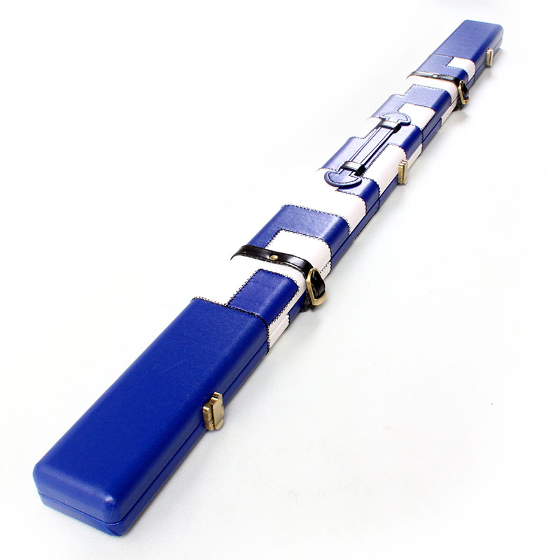 Pool cue box 4 points 3 blue and white squares