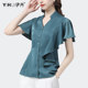 European design sense ruffled shirt professional temperament top short-sleeved shirt 2022 summer new casual all-match