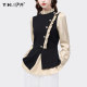 Fake two-piece knitted sweater shirt women's chic top splicing design fashion and slim professional 2023 spring new style