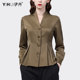 Satin shirt women's fashion v-neck temperament shirt versatile spring new long-sleeved waist top chic bottoming shirt