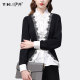 Fake two-piece knitted sweater spring new top women's design sense contrast color splicing shirt slim fit chic chic small shirt