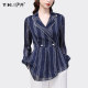 Striped suit collar chiffon shirt shirt women spring 2023 new long-sleeved top simple temperament professional shirt