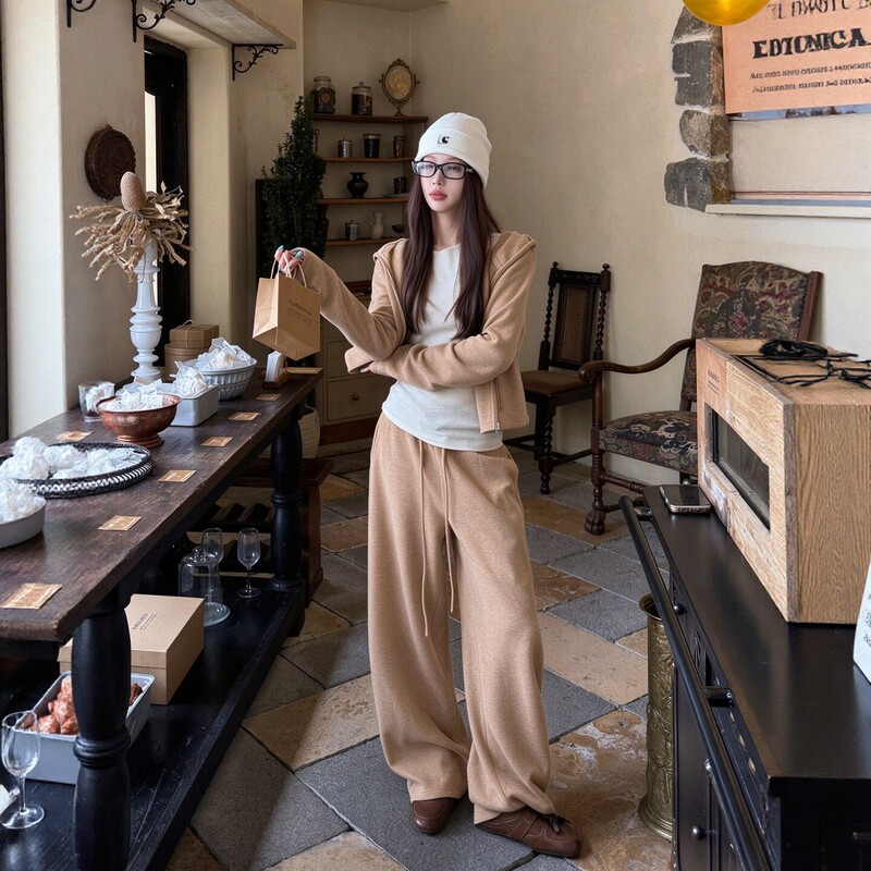 High-End Sportswear Suit for Women in Autumn, Loose and Slimming, Korean Style Fashionable Sweatshirt and Long Pants, Casual Two-Piece Set for Running High-End Sportswear Suit for Women in Autumn, Loose and Slimming, Korean Style Fashionable Sweatshirt and Long Pants, Casual Two-Piece Set for Running