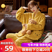 Autumn and winter coral velvet pajamas womens winter model 2021 New padded velvet home wear suit in winter
