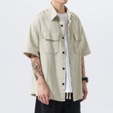 Летняя ретро японская рубашка, короткий рукав, оверсайз