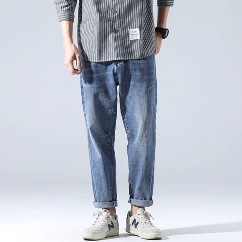 Летние эластичные осенние японские джинсы, штаны для отдыха, свободный прямой крой