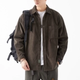 Вельветовый лонгслив, японская ретро демисезонная рубашка для отдыха, оверсайз, осенний