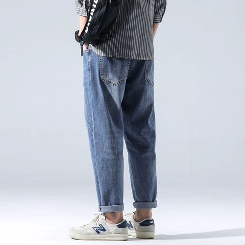 Летние эластичные осенние японские джинсы, штаны для отдыха, свободный прямой крой