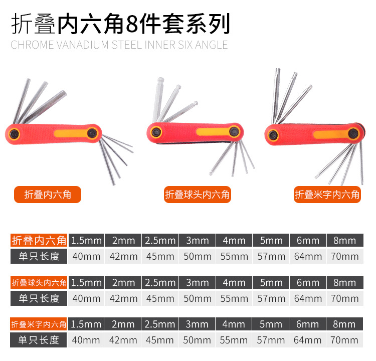 Foldable hexagon wrench set Plum Hexagon screwdriver Metric Plum Hexagon hexagon metric screwdriver