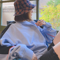 Spring and autumn 2021 New blue headsets ladies design a sense of small crowdsourced wind chic loose Korean version thin