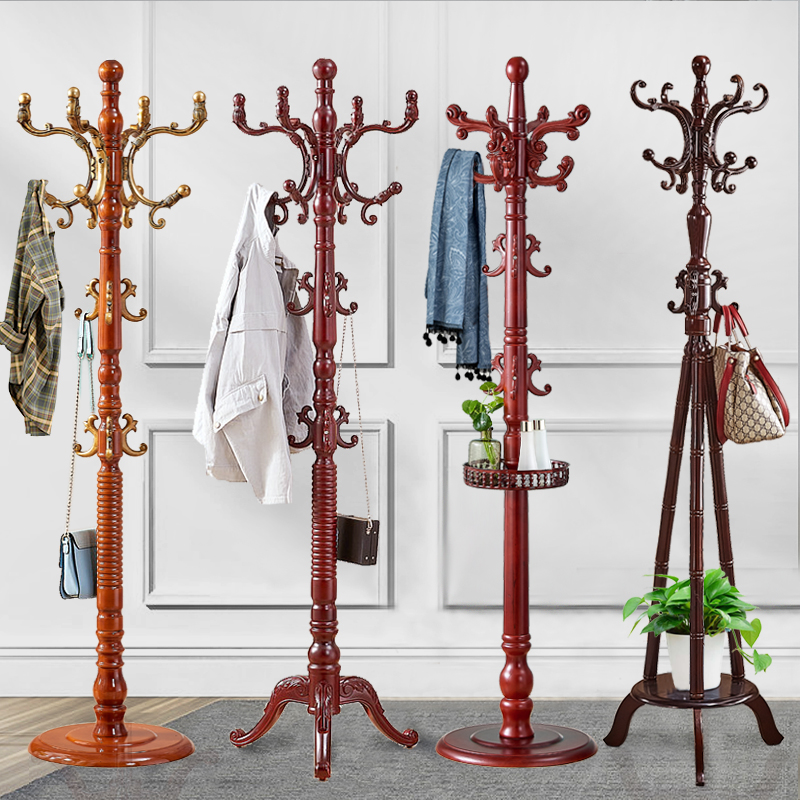 European style coat rack simple solid wood net red white living room clothes rack single rod hanger clothes hanger floor bedroom