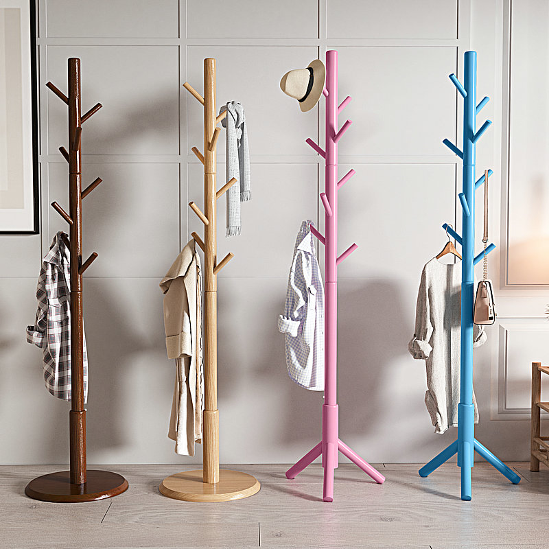 Hanger floor-to-ceiling bedroom indoor solid wood log color simple modern Nordic net red ins hanger hanger