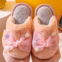 Child cotton slippers Girls Home Princess Wind Parenting Winter Warm Mother Woman Cute Cartoon Non-slip Plush Cotton Tug