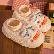 2021 new childrens cotton slippers childrens parents and children household fluffy bags with warm cotton shoes autumn and winter