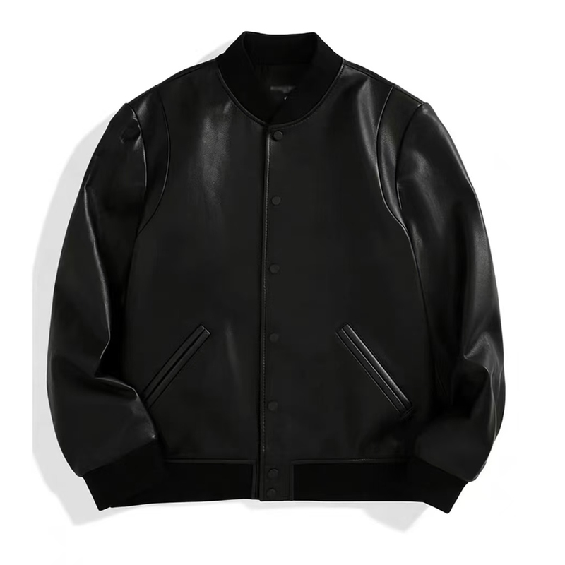 Simple Black! (Bird) Sheep Leather Spring and Autumn Baseball Collar Men's Genuine Leather Jacket P4F05 Simple Black! (Bird) Sheep Leather Spring and Autumn Baseball Collar Men's Genuine Leather Jacket P4F05
