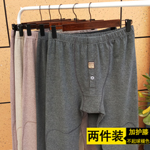 Add knee pads high waist trousers mens middle-aged and elderly people loose cotton spring and autumn winter warm thick cotton wool mens trousers