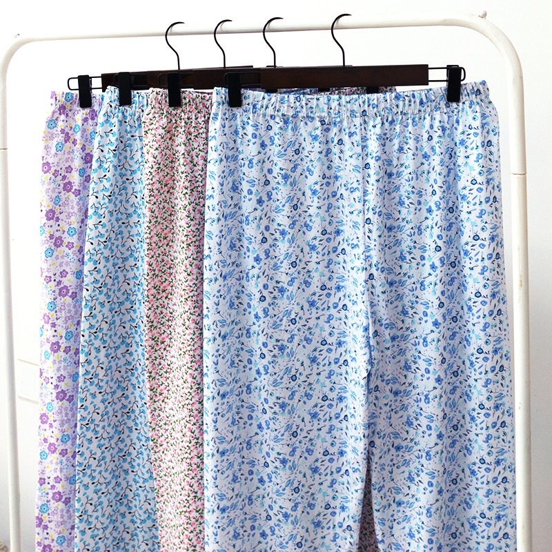 Loose-Fitting Home Pajama Pants for Middle-Aged and Elderly Women, Pure Cotton, Plus Size, Thin and Breathable, All-Cotton Air-Conditioning Pants, Long Pants