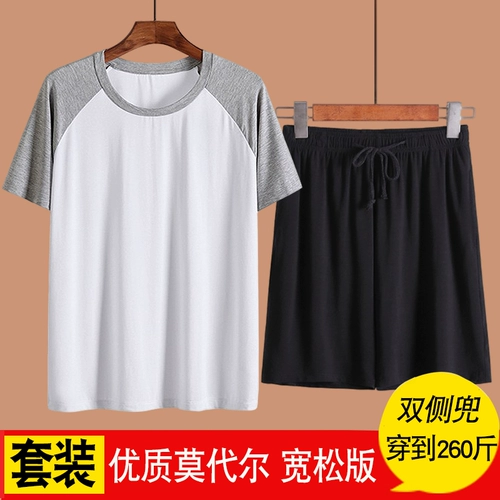 Пижама, шорты, тонкие штаны, футболка для отдыха, комплект, короткий рукав, оверсайз, большой размер
