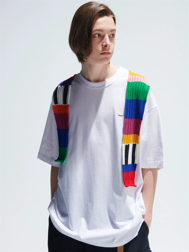 EAFINETAL. Цветной дизайнерский свитер, футболка с коротким рукавом, с вышивкой, круглый воротник