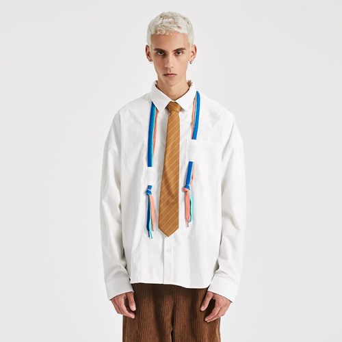 EAFINETAL. Плетеная белая рубашка для отдыха, оверсайз