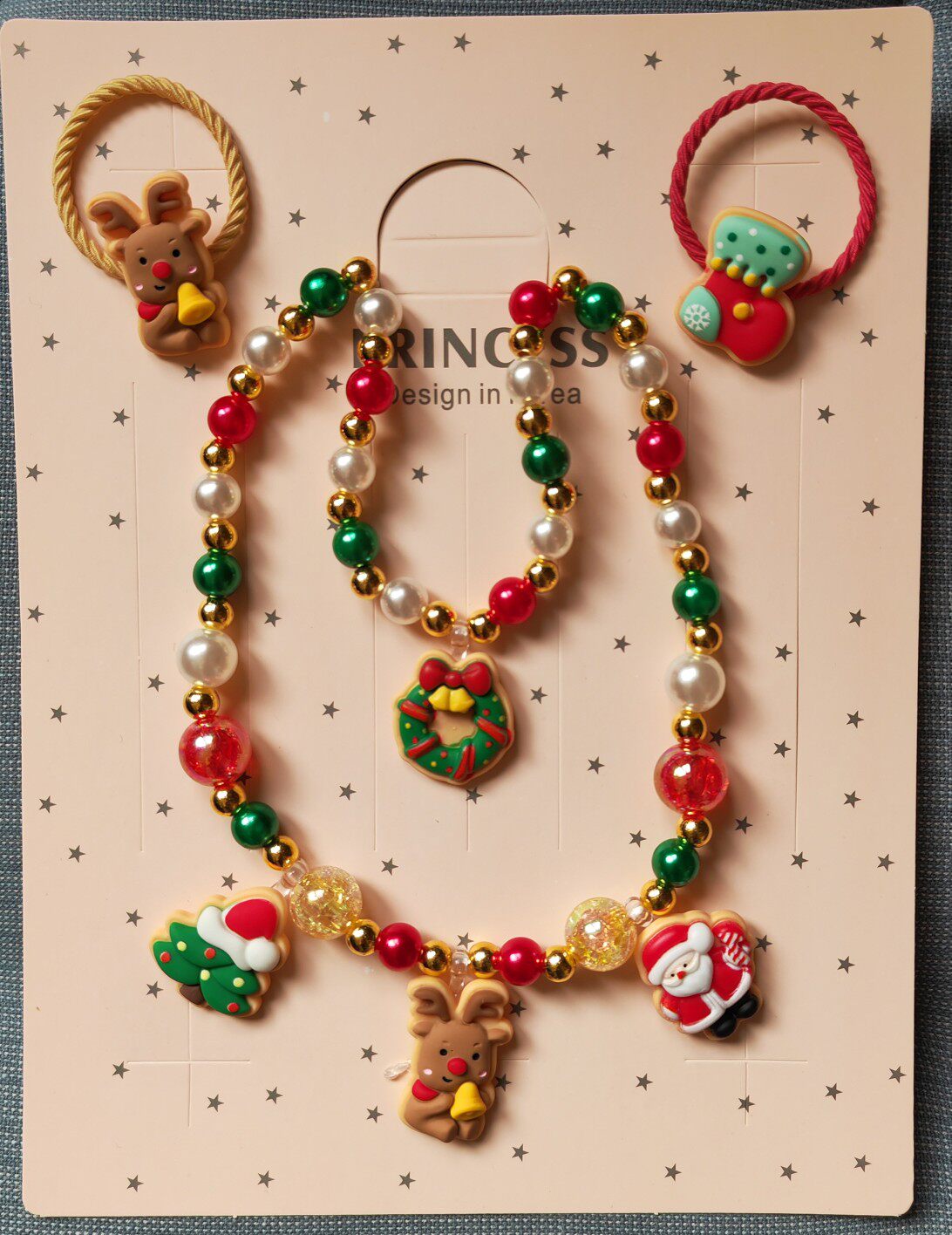New children Christmas necklace bracelet hair ring suit baby girl's holiday jewellery little princess ornament gift-Taobao