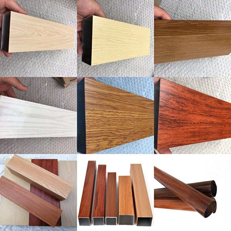 Stainless steel imitation oak grain square tube round tube heat transfer red and yellow rosewood galvanized walnut stair handrail guardrail