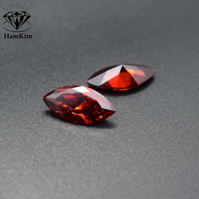 石榴紅馬眼睛寶石鋯石裸石馬目形首飾鑲嵌用石hamkim戒指耳針鑲嵌