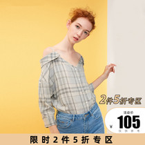 VeroModa new slotted shoulder sling five-point sleeve printed shirt female)318431501