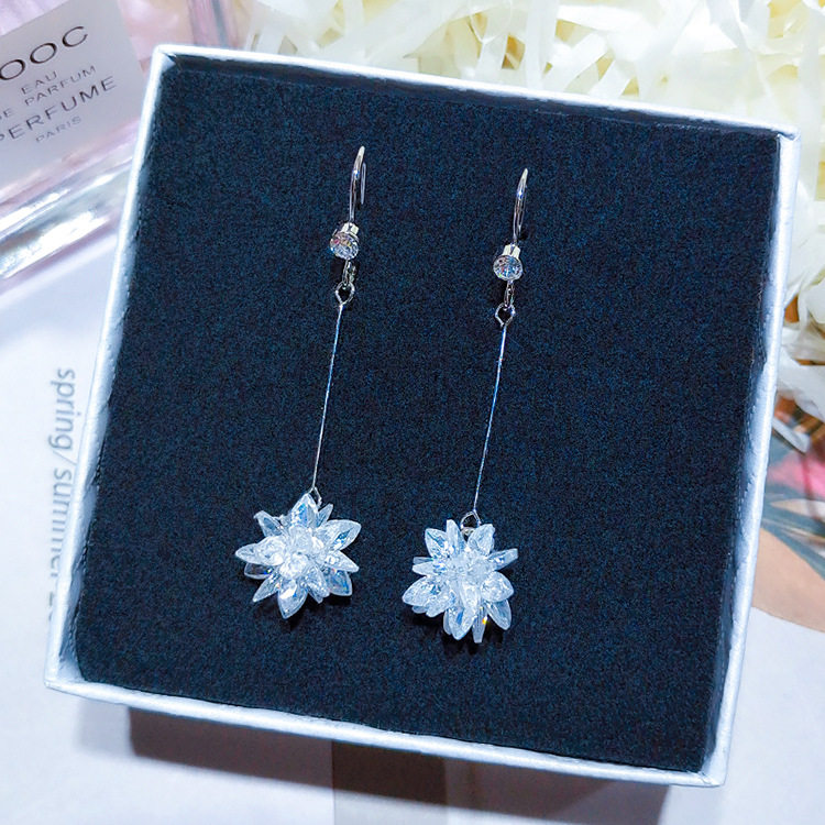 YJ Korean style Dongdaemun spring new product crystal flower lady simple ice flower earrings earrings all-match personality earrings