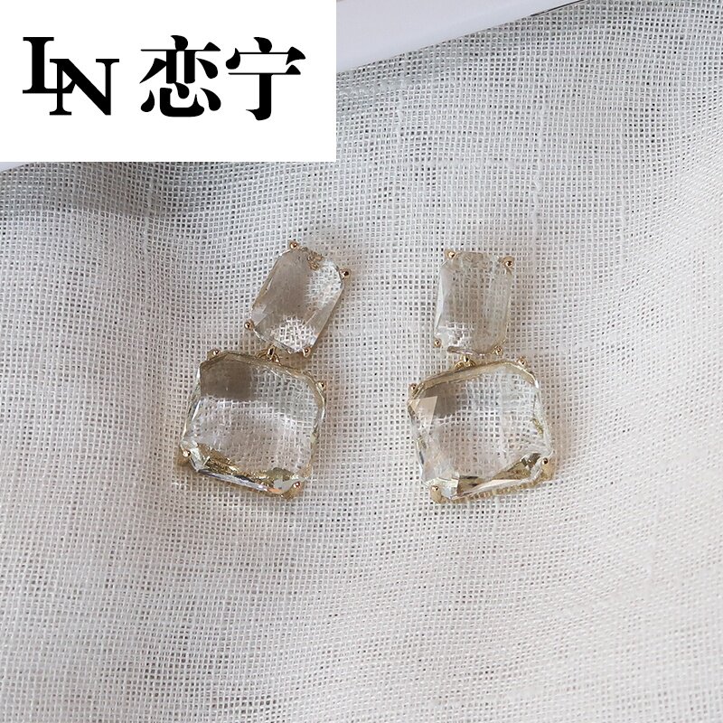 SQ20S925 silver needle crystal earrings female Han style temperament 100 hitch a long version of the ear pin good fairy good glitch