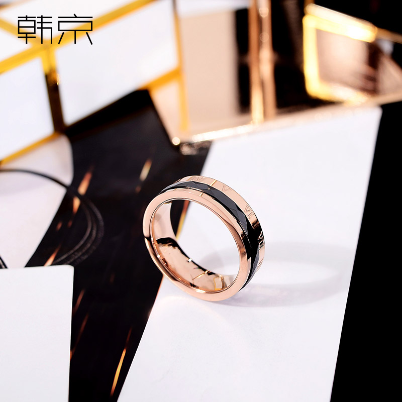 HJ, black ceramic ring real gold plated titanium steel, men and women lovers ring, Japan and South Chesapeake move accessories offered