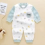 Quần áo trẻ sơ sinh mùa xuân và mùa thu quần áo cotton mùa thu nam mỏng nữ mùa thu 0-3-6-12 tháng - Áo liền quần bộ áo liền quần dài tay cao cấp cho bé sơ sinh