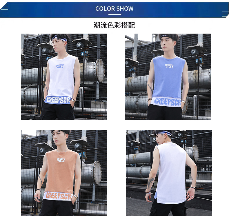 Băng lụa nam vest thương hiệu thể thao thể thao không tay áo thun cotton thoáng khí vest vai mùa hè cá tính mặc xu hướng - Áo vest cotton áo ba lỗ tập gym nam