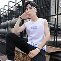 Băng lụa nam vest thương hiệu thể thao thể thao không tay áo thun cotton thoáng khí vest vai mùa hè cá tính mặc xu hướng - Áo vest cotton ao khoac vest nam