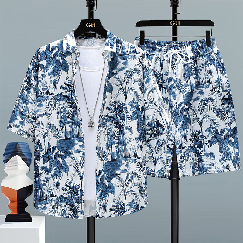 Hawaii Travel Vacation Floral Shirt for Men, Summer Cool Short-Sleeved Shirt with a High-End Feel, Sanya Beach Outfit, Beach Suit
