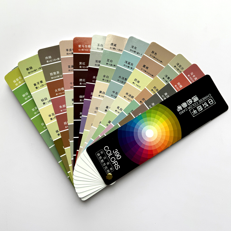 390 Color Chinese Color Reference Color Formula Proportion Hand-Mixed Paint Teaching Furniture Leather Goods Acrylic Color Card