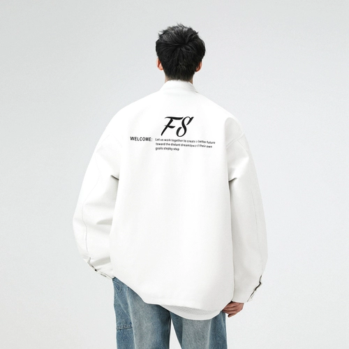 Белая демисезонная куртка, оверсайз, свободный крой